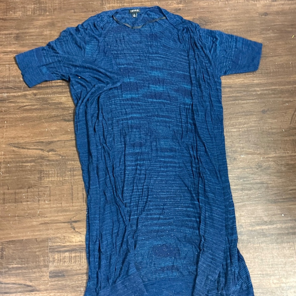Torrid Blue Short Sleeve Long Cardigan